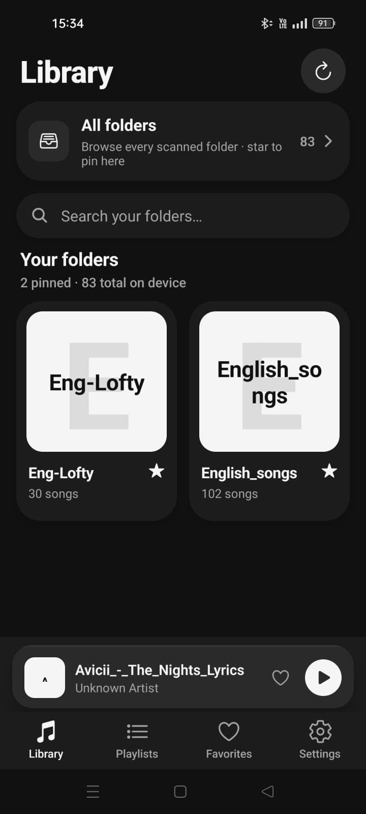 Grain library dashboard in dark theme